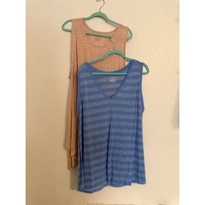 Lane‎ Bryant Tank Top Bundle Plus Size 26/28 Blue Orange Striped Sleeveless